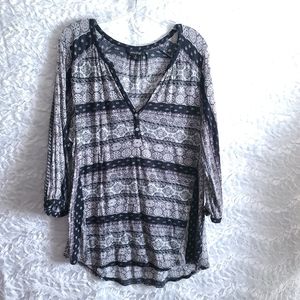 Lucky Brand Top Black And White Size 1X